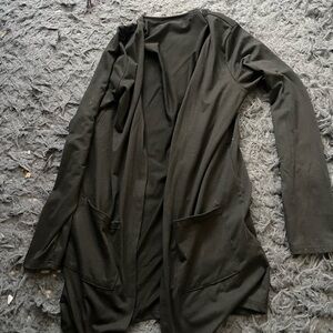 Shein Black Open Front duster with pockets size small
